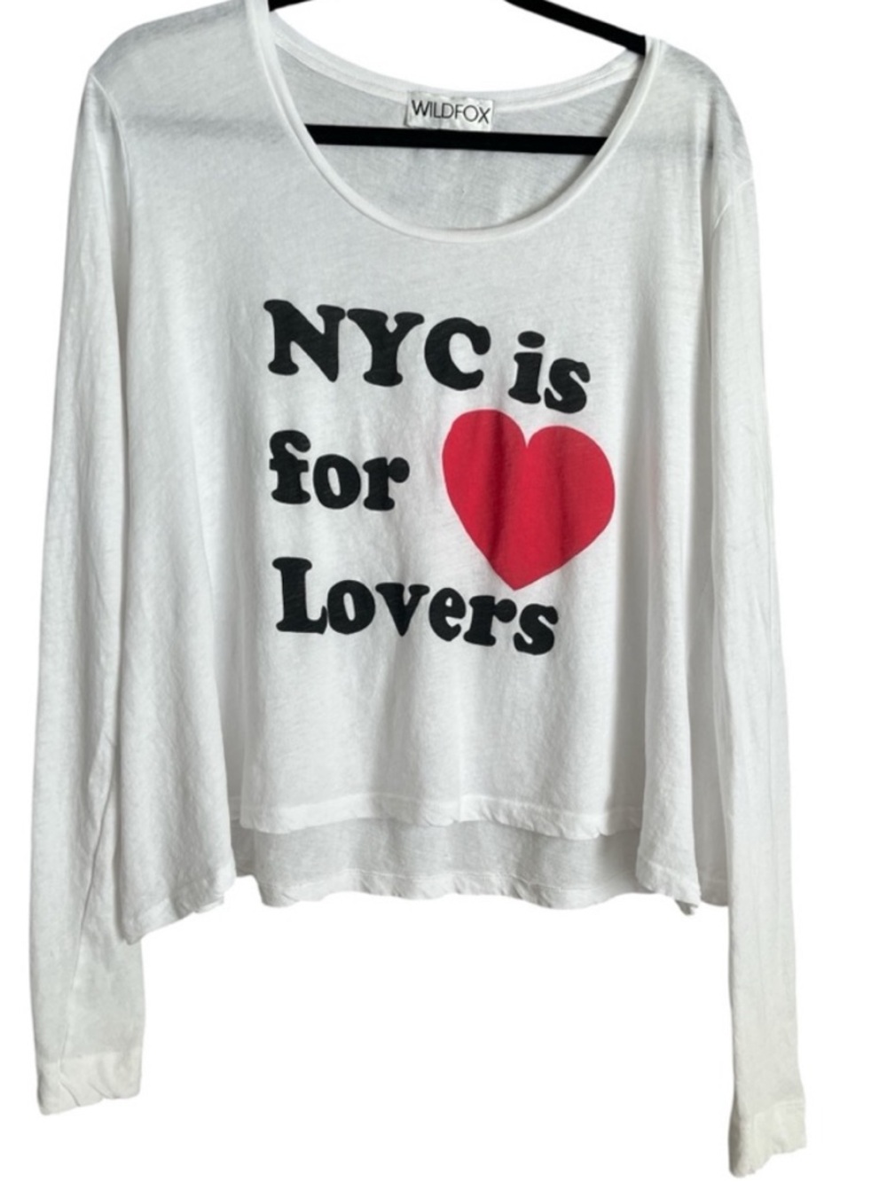 WILDFOX NYC Is For Lovers Oversized Slouchy Cotton Heart Graphic Top S - Picture 3 of 11